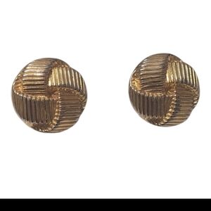Gold-Tone Textured Knot Stud Earrings